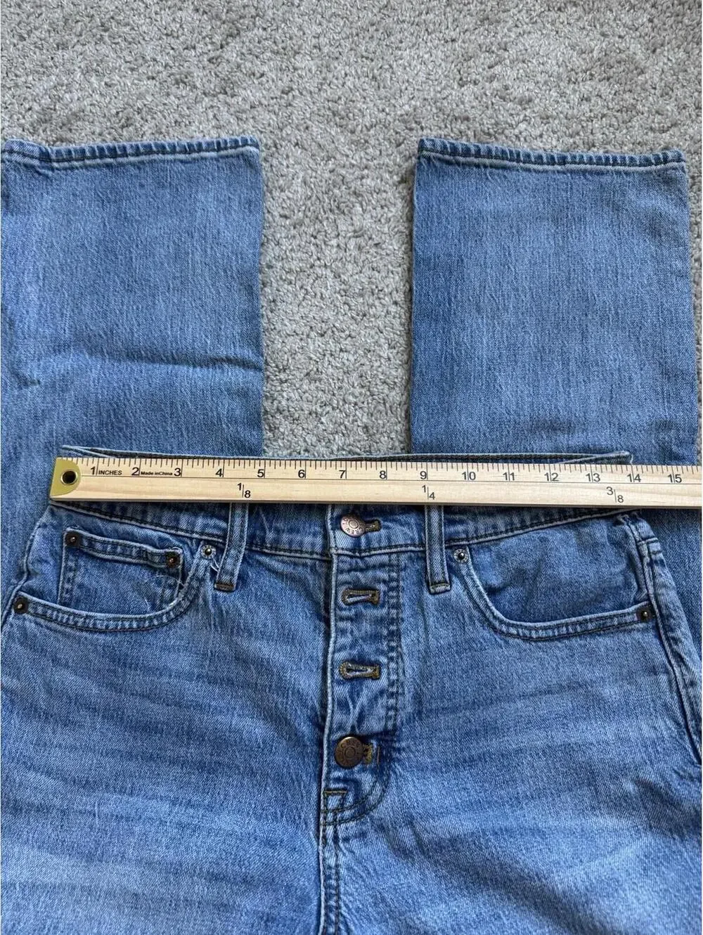 J.Crew Women’s 29 Blue High Rise Crop Flare Exposed Button Fly Preppy Denim Jean